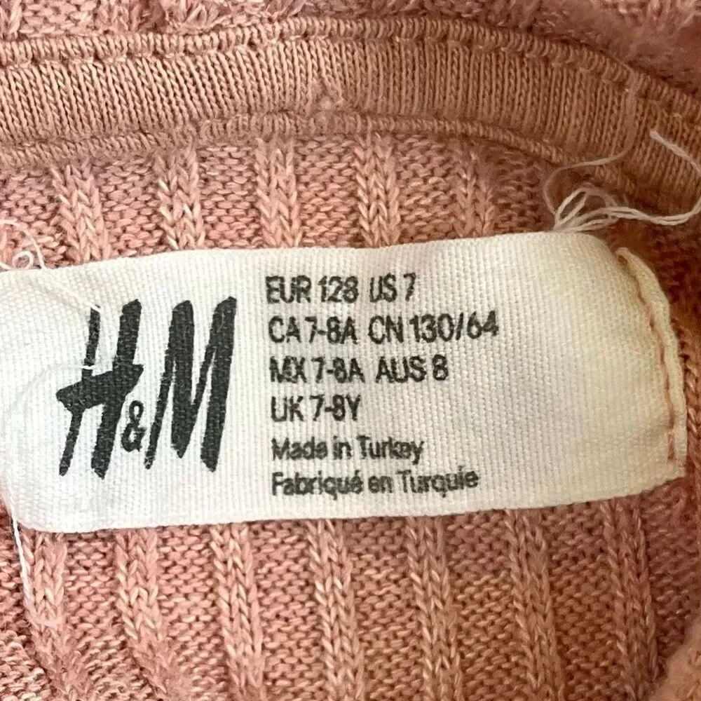 H&M Girls Pink Waffle Hoodie 7